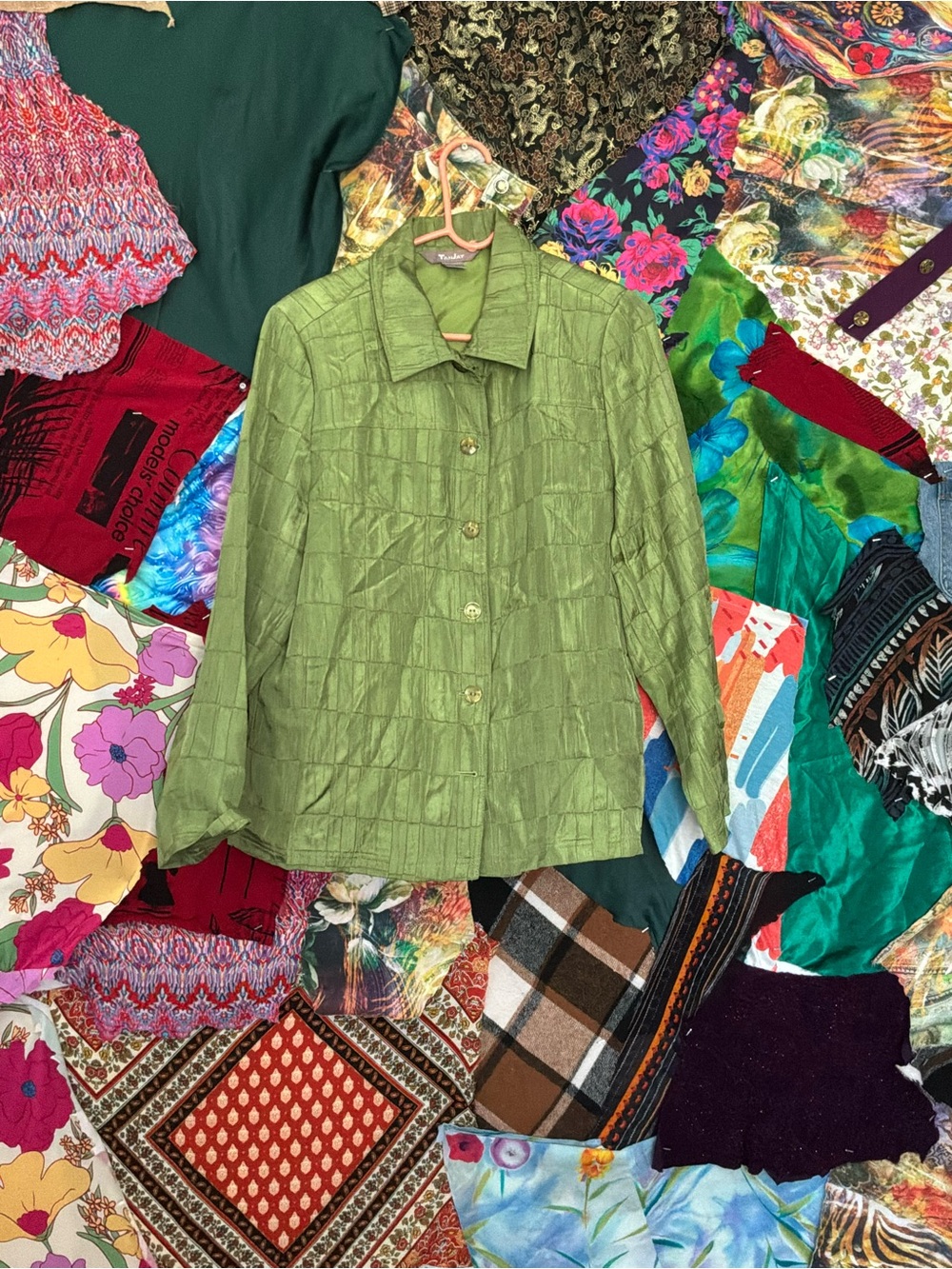 Casual dopamine satin green shacket